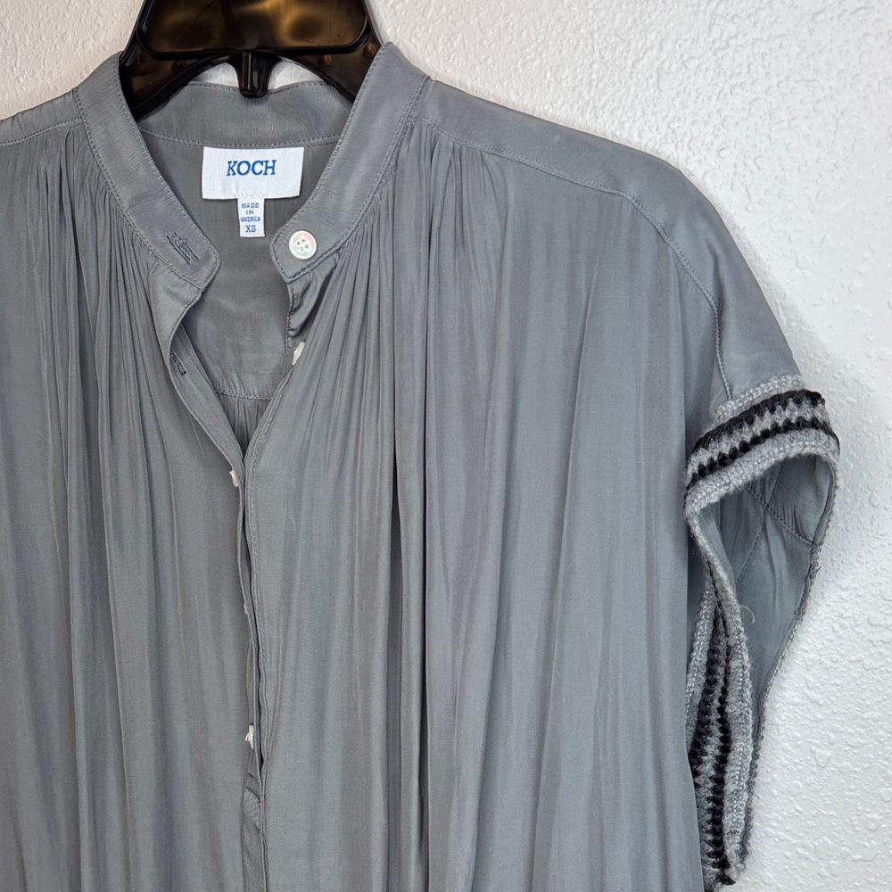 KOCH Fern Pullover Boho Crotchet Charcoal / Greige Relaxed Blouse - XS - Picture 4 of 14